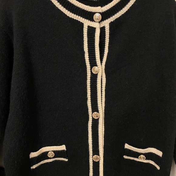 DAZY Stripe Trim Gold Button Cardigan - Picture 13 of 13